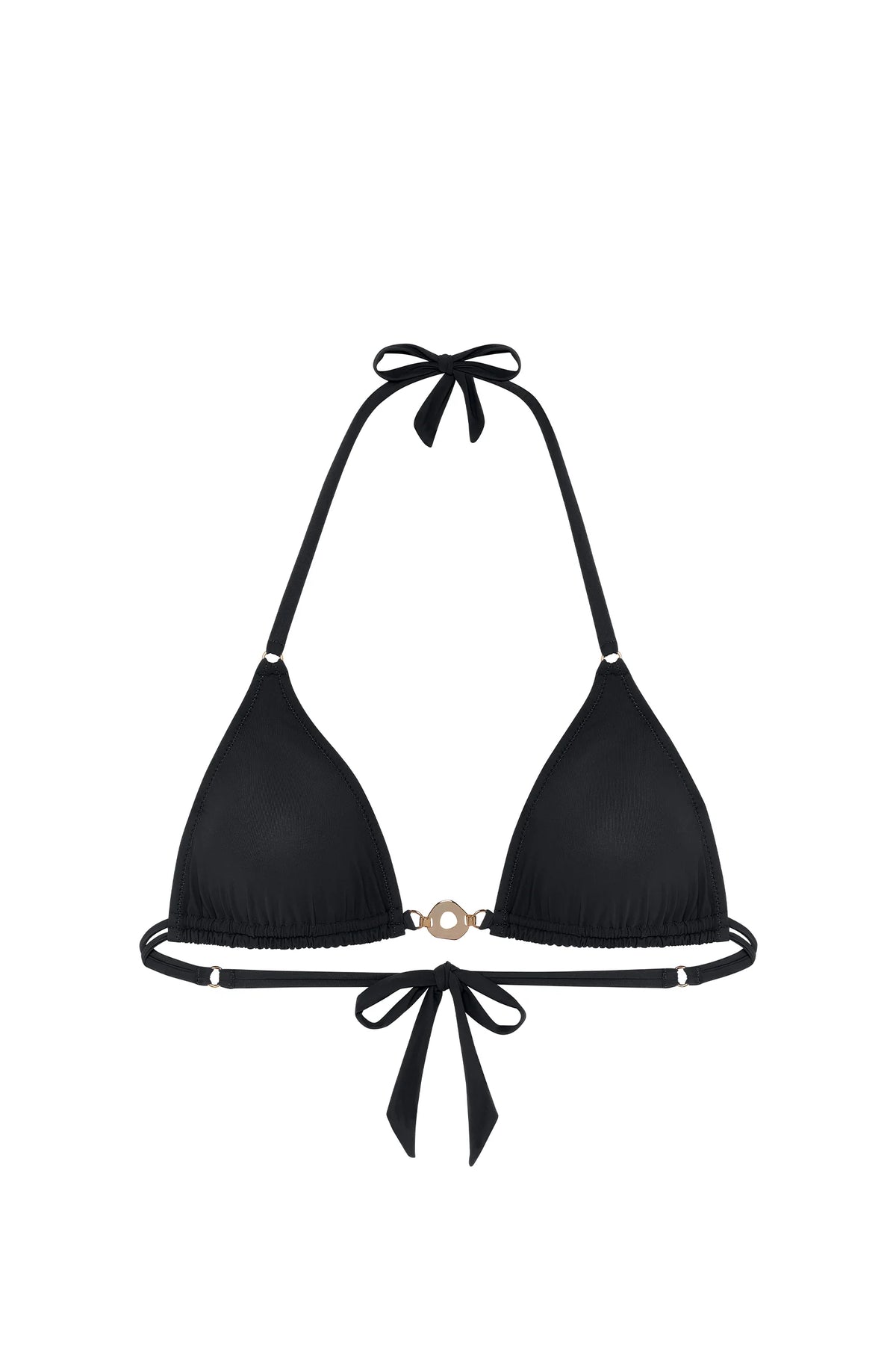 Haut de bikini triangle noir ivoa avec bijou doré