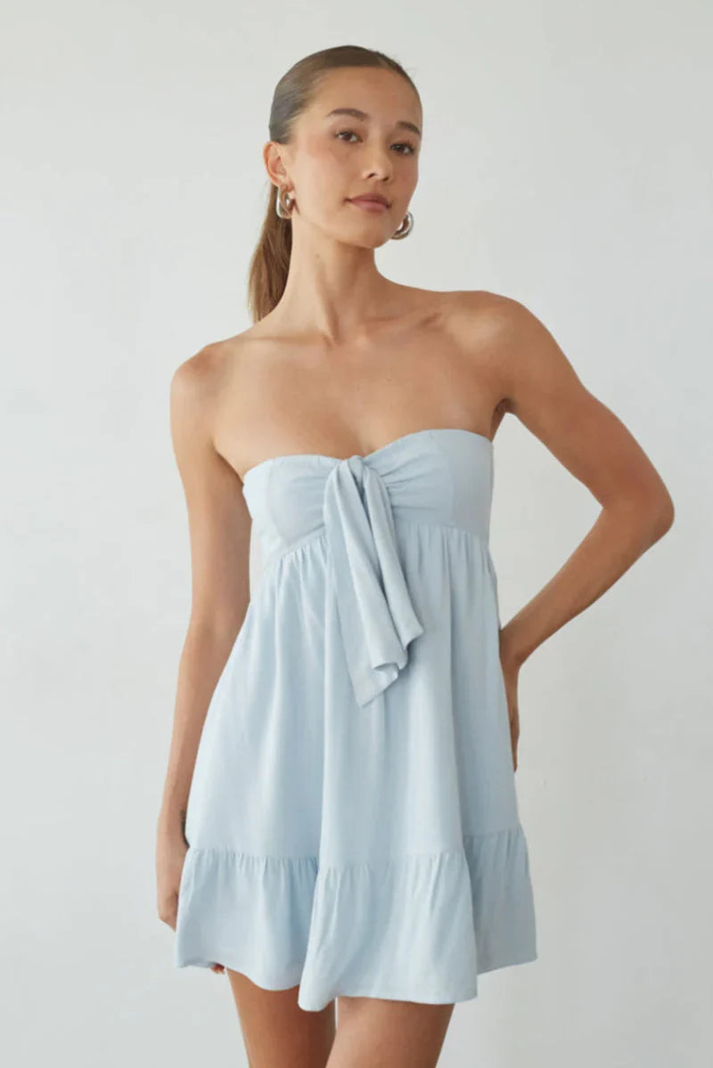 Mini-robe babydoll à nouer Lyric