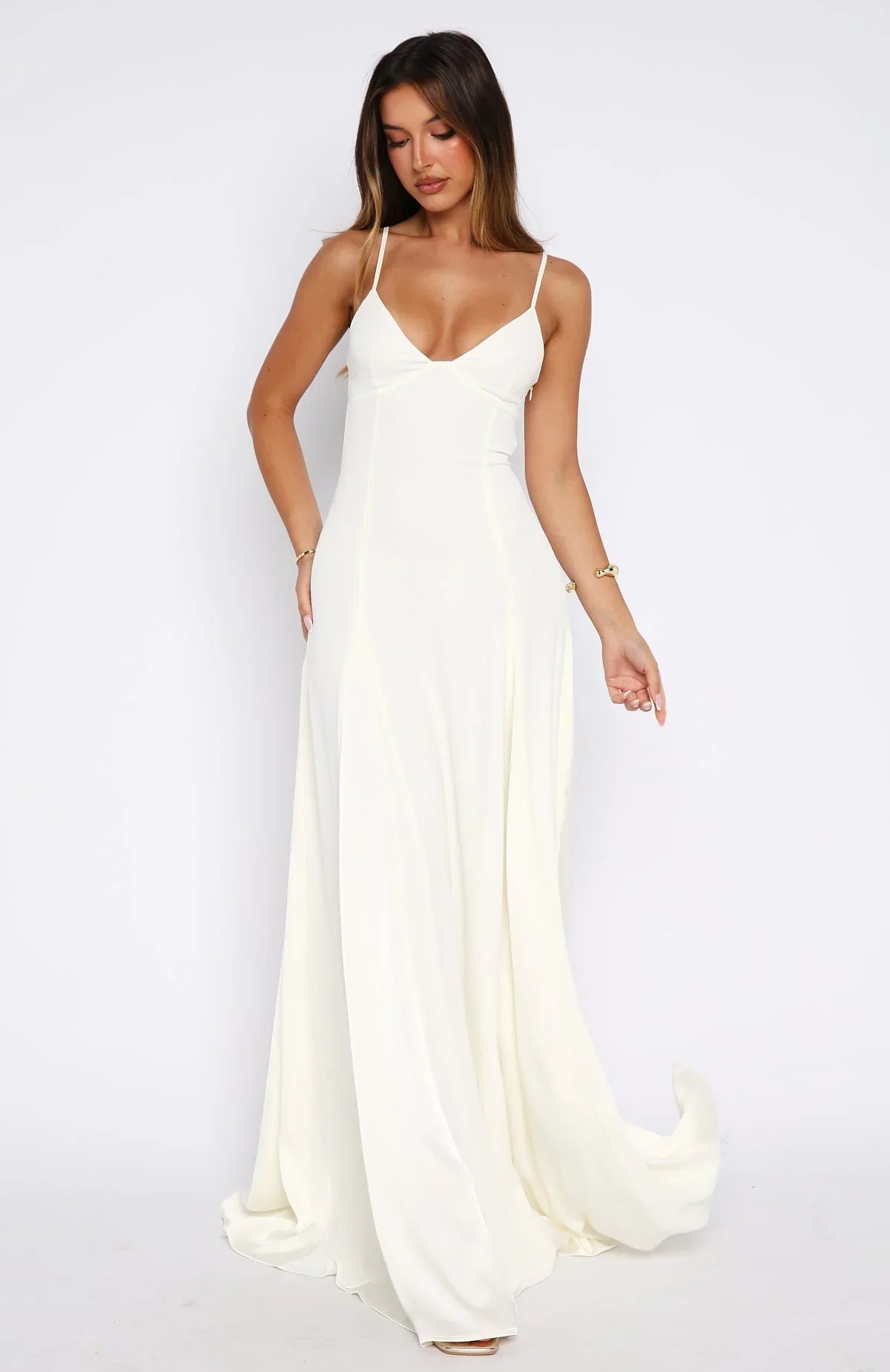 Robe longue élégante pour l'après-soirée Blanc cassé