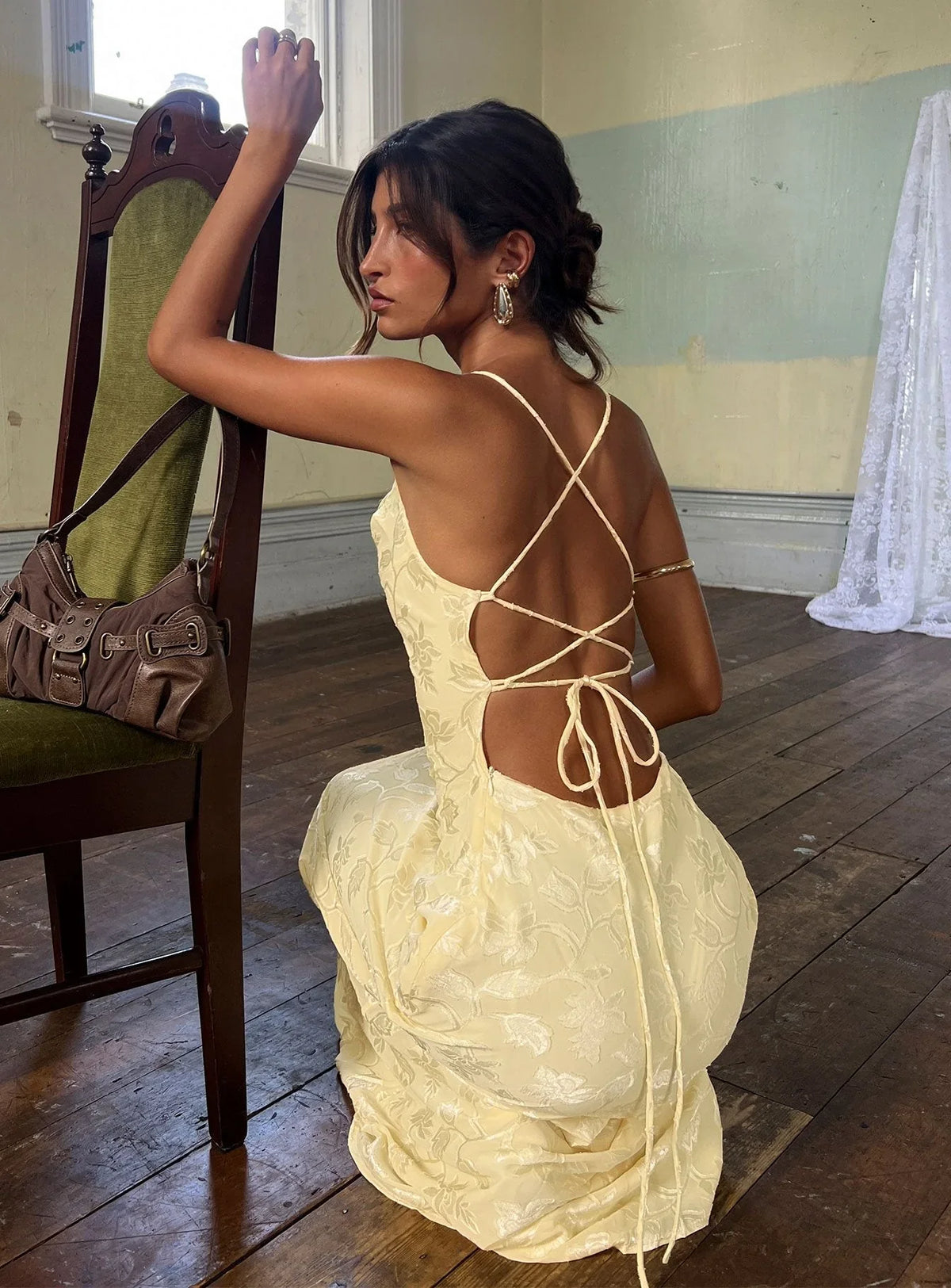 Robe longue Celena à imprimé citrons