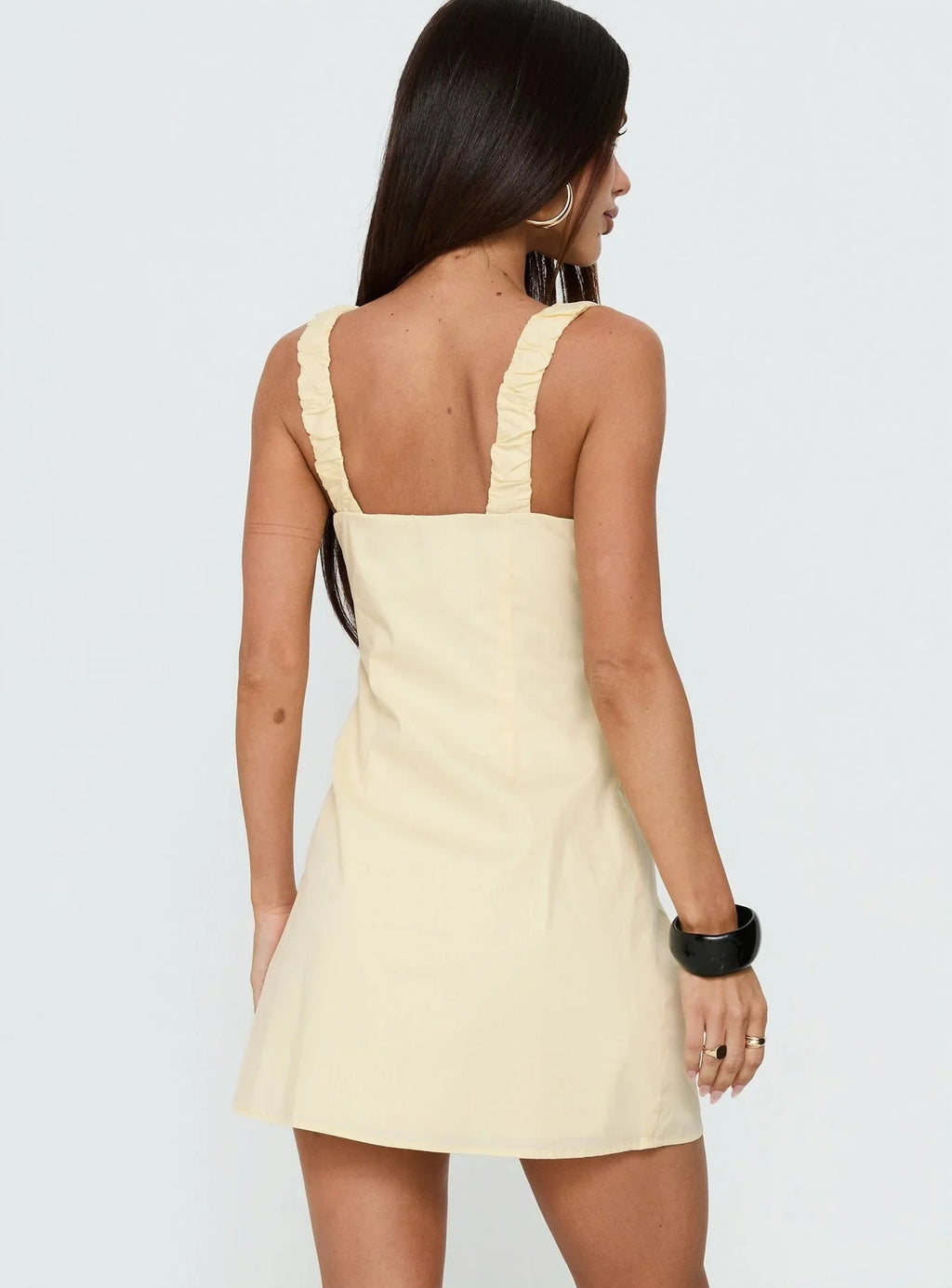 Robe mini froncée With You Everywhere jaune