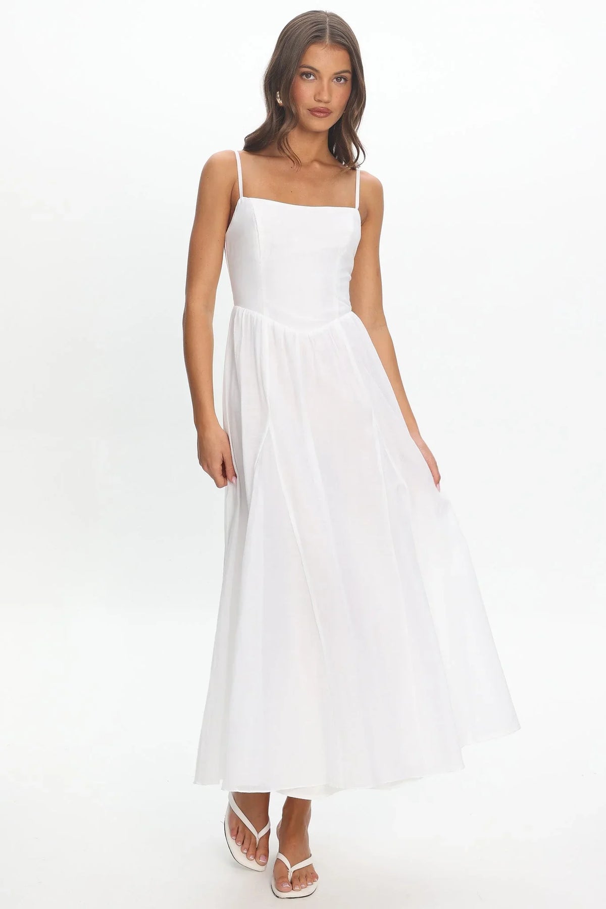 Robe midi Dulce à encolure dégagée blanche