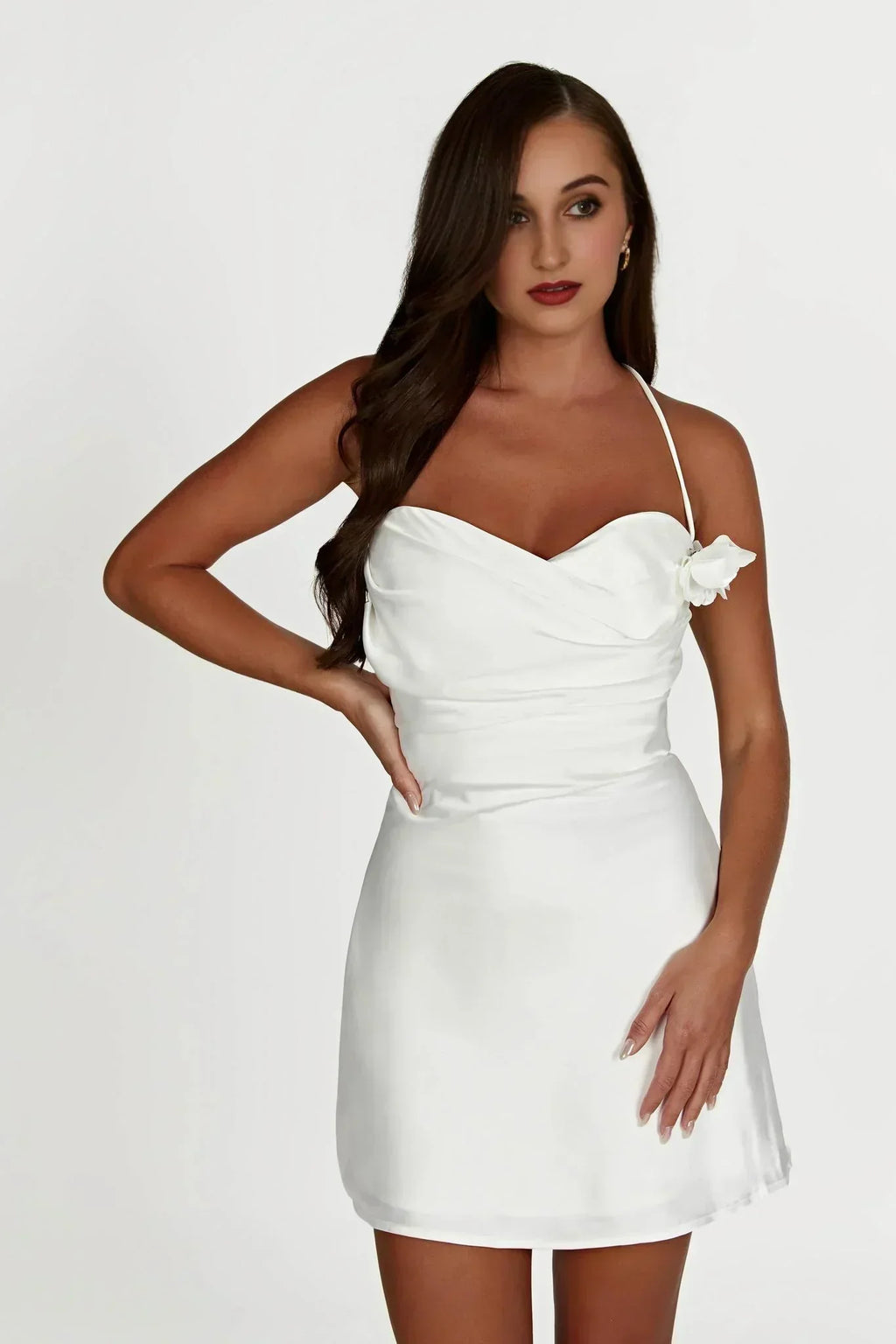 Mini-robe Halter Otillie Rose - Blanc