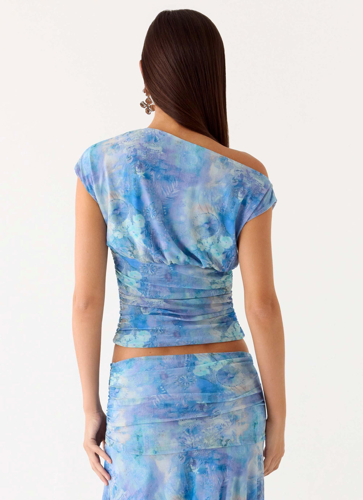 Haut asymétrique Liana – Paisley turquoise