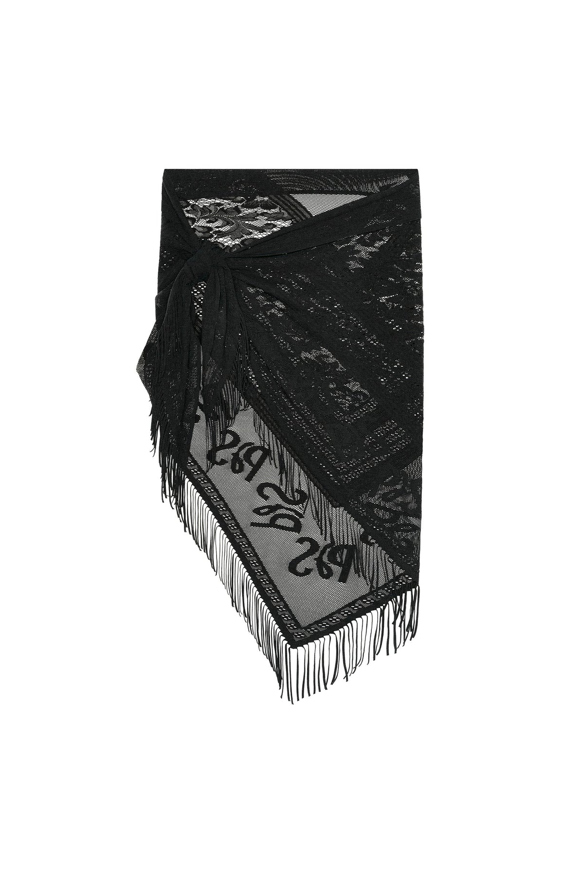 Paréo à franges en dentelle noire Pangy
