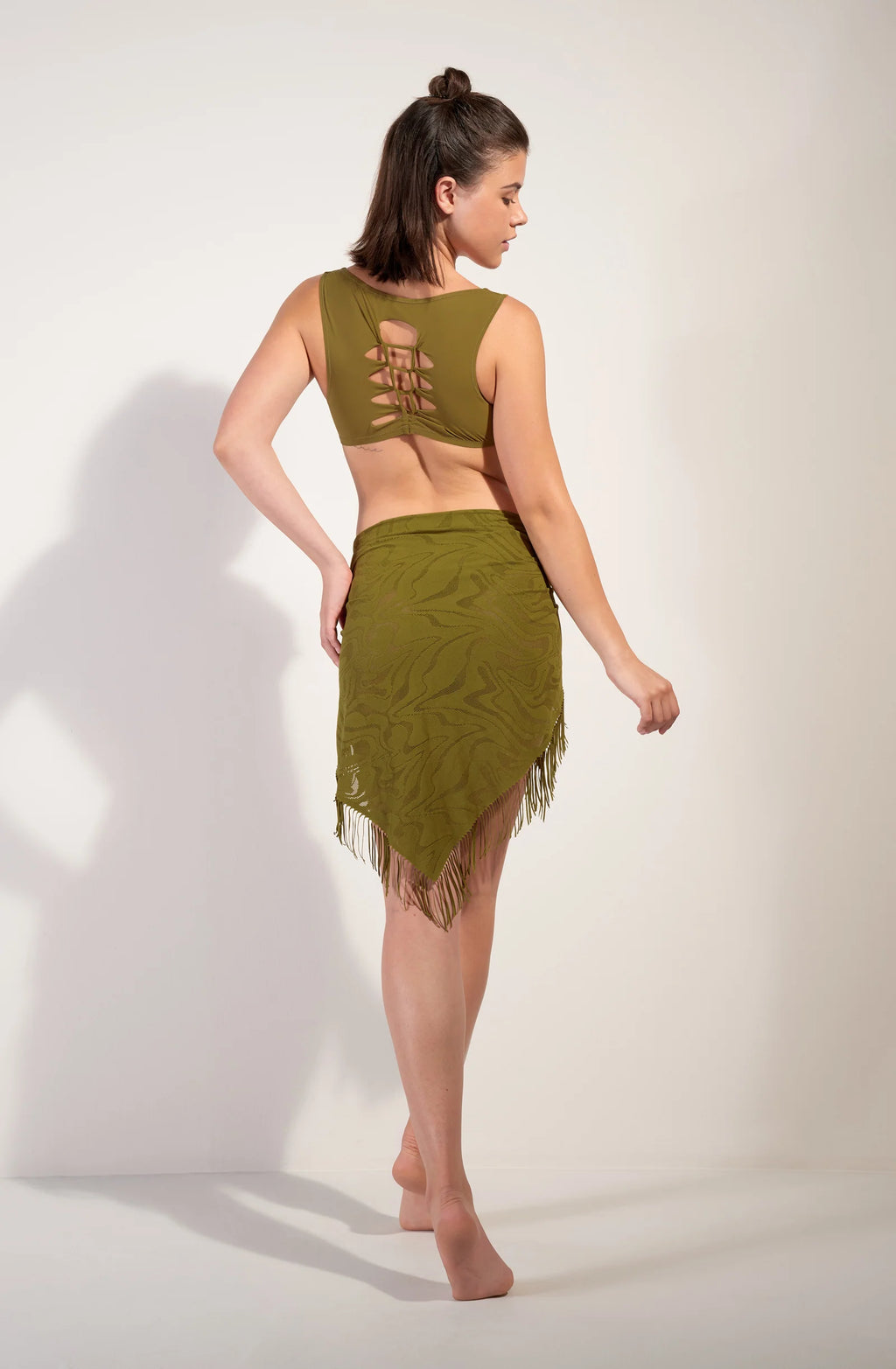 trudy Foam white lace fringed pareo