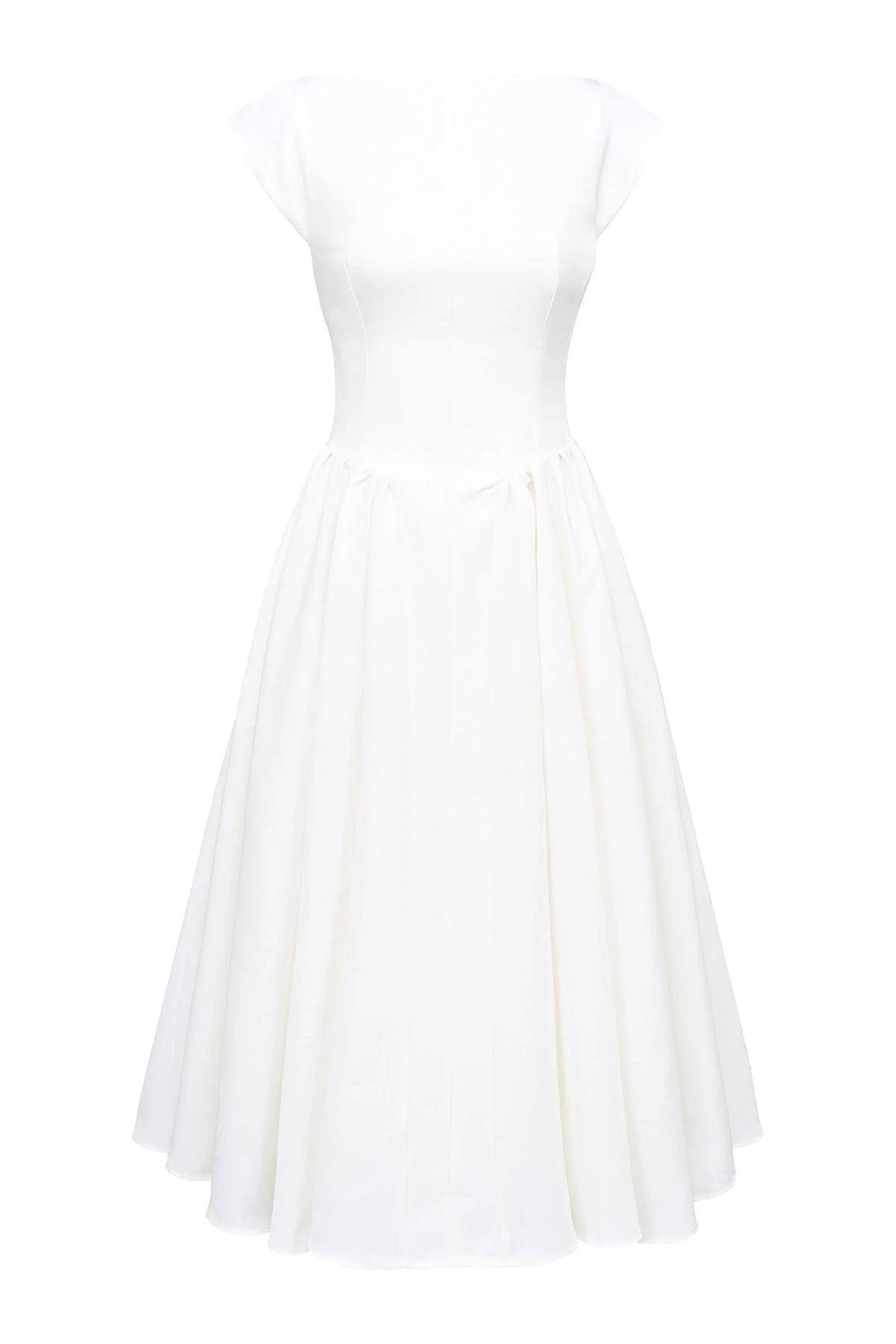 ivory moire satin midi dress