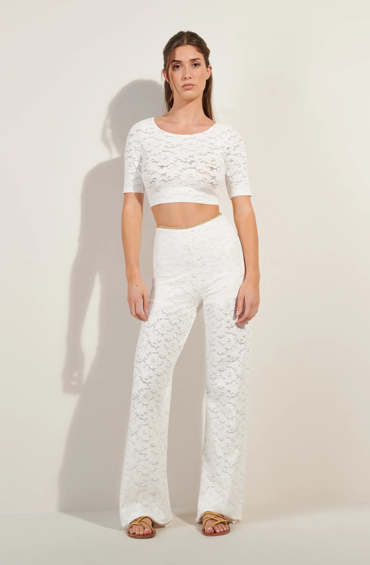 kalliope Foam white lace halter neck crop top