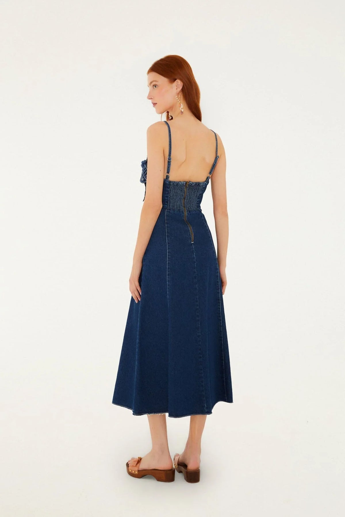 Robe Midi en Jean avec Fleurs 3D Découpées