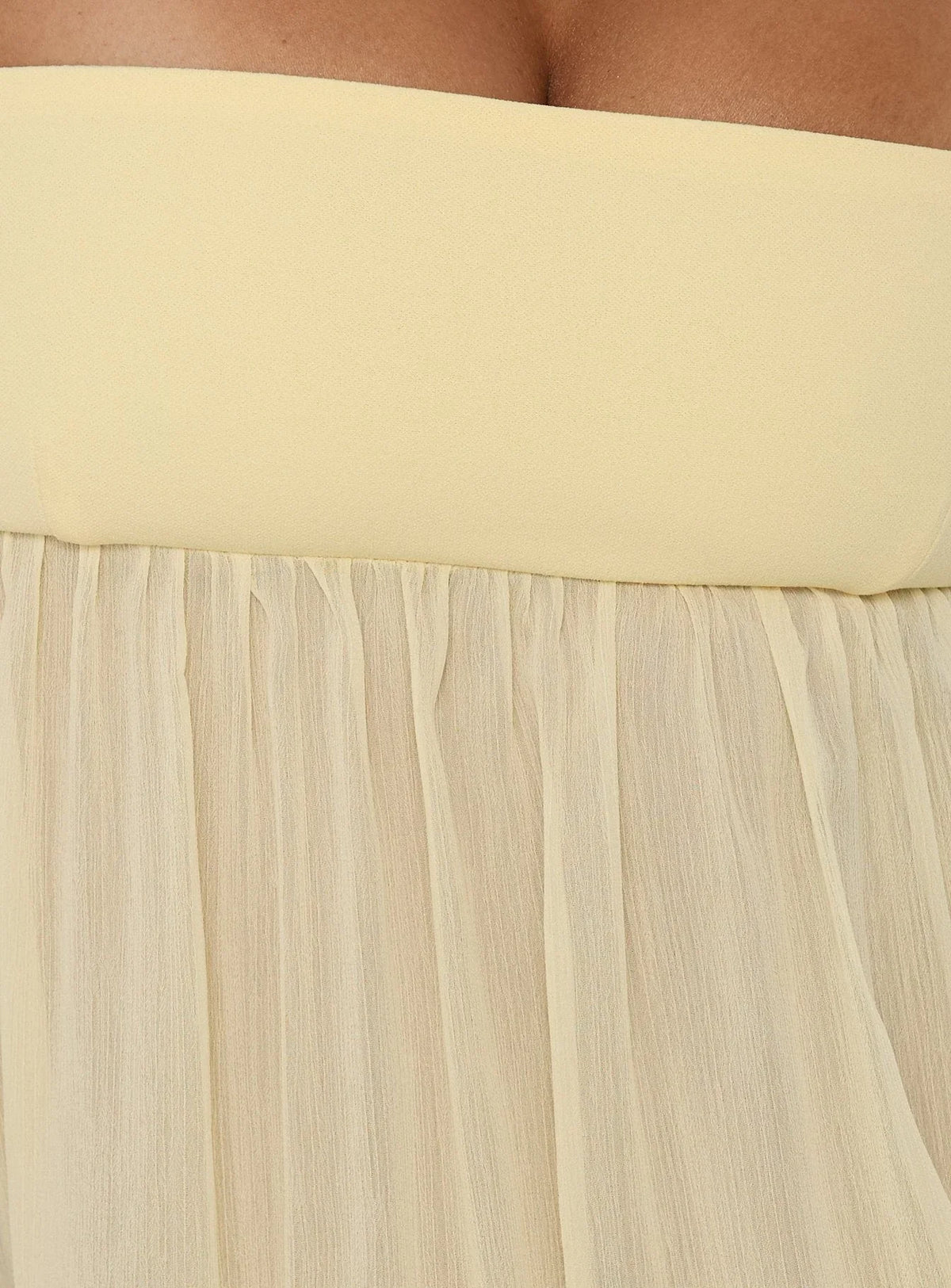 Howland Strapless Sheer Blouson Mini Dress Yellow