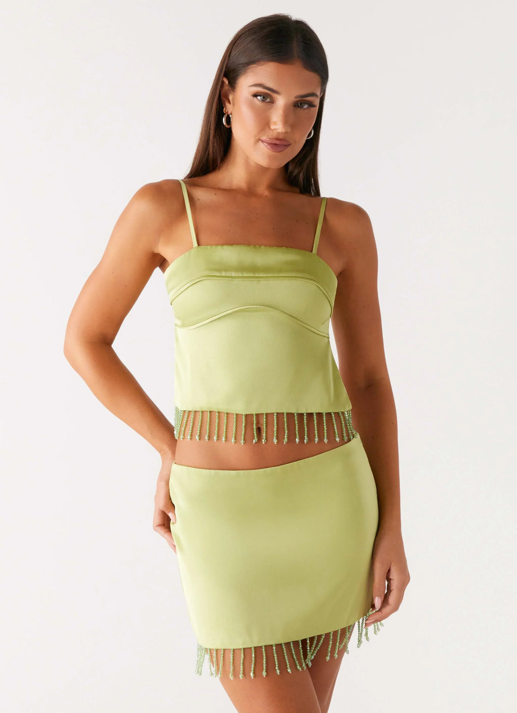 Mini-jupe perlée Bora Bora - Citron vert