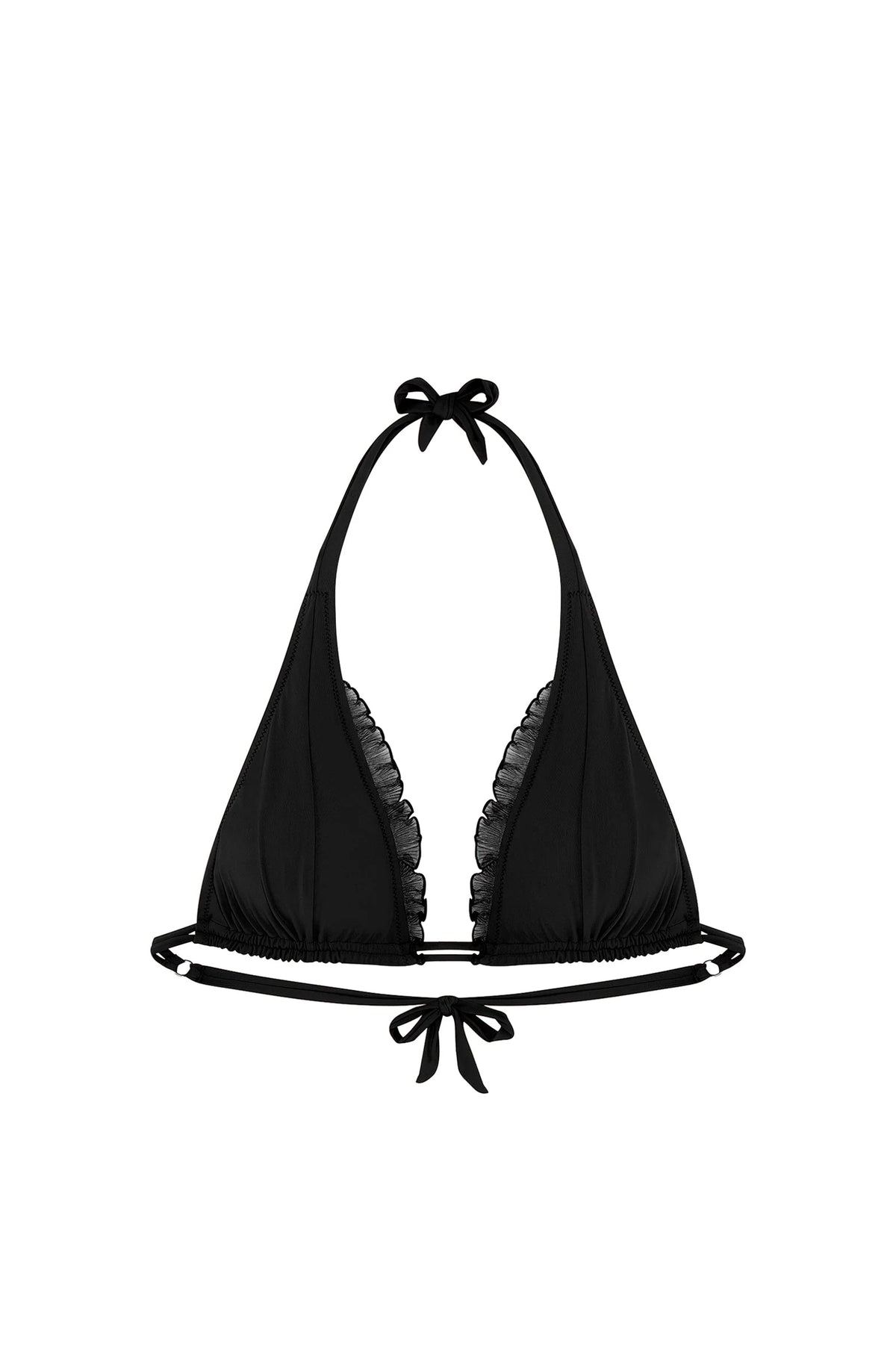 maelys Ochre triangle bikini top with ruffles