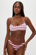 Haut de bikini rayé en maille Lotus - Fraise Chocolat