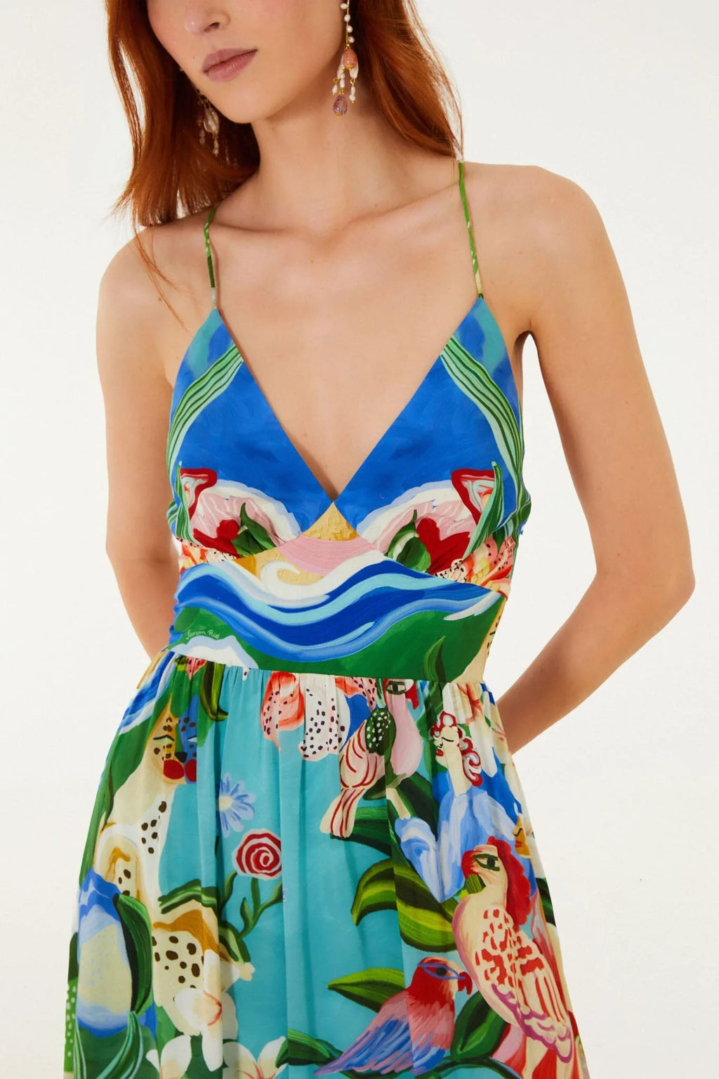 Multicolor Garden Of Life Back Ties Midi Dress