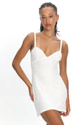 Mini-robe en crochet Honduras à sequins blanc cassé