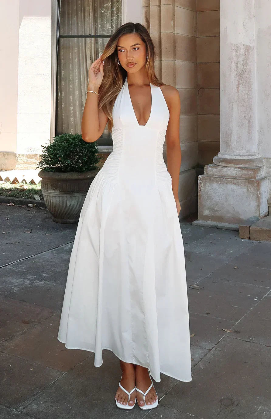 Robe midi dos nu "Tinsel Trouble" blanche