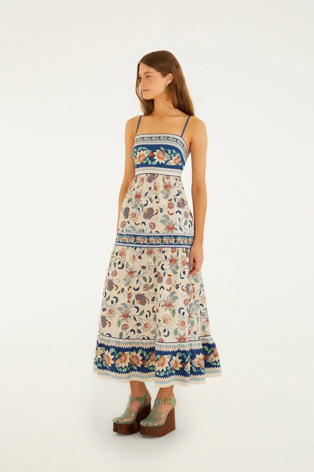 Robe midi en tapisserie florale rose pâle Delhi
