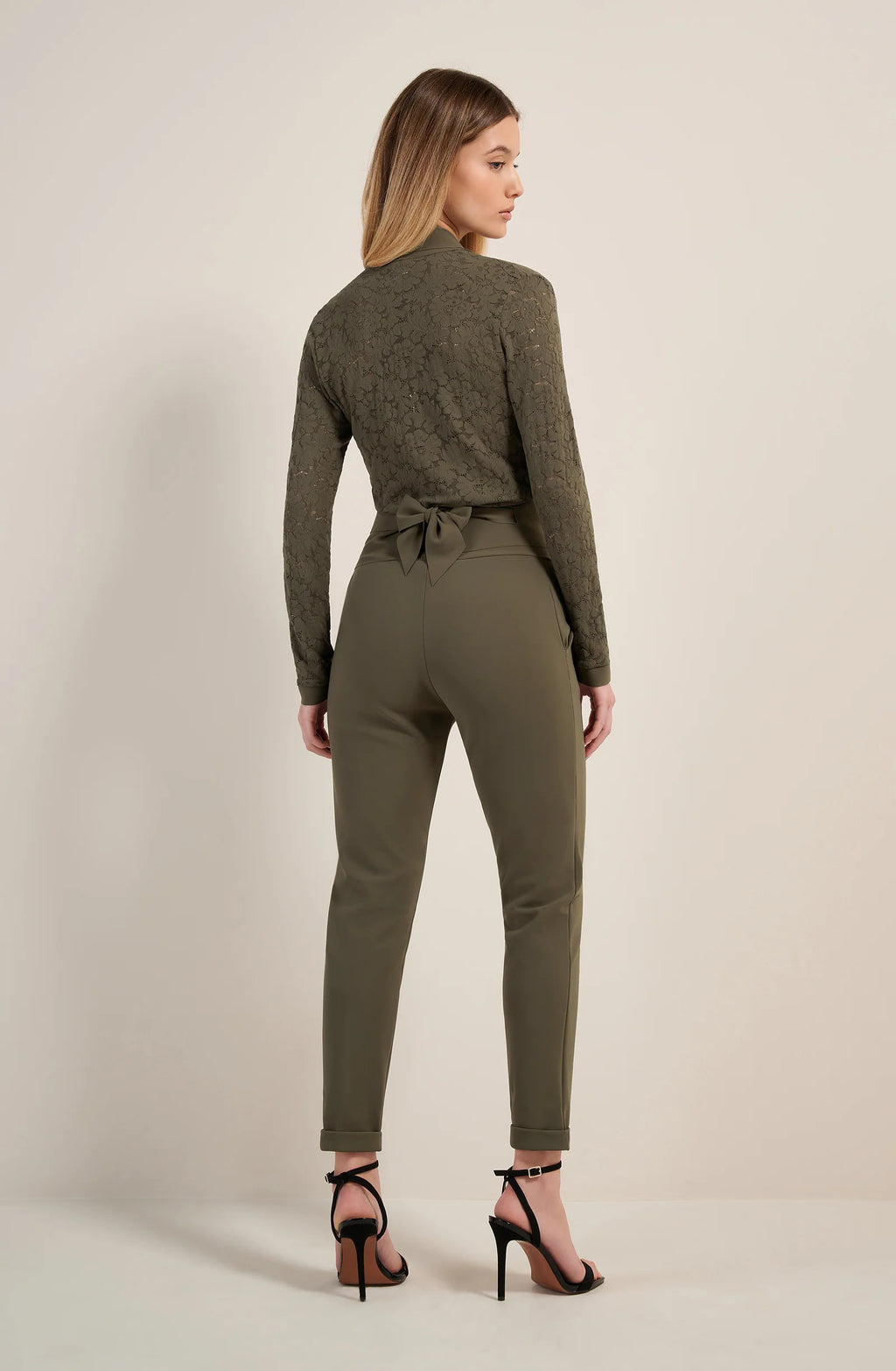 jazzi Lichen green slim trousers