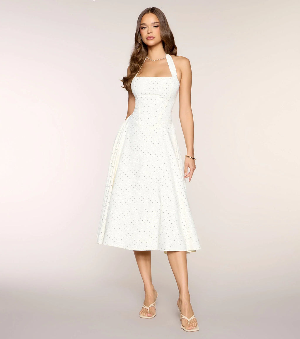 Robe midi parfaite à pois