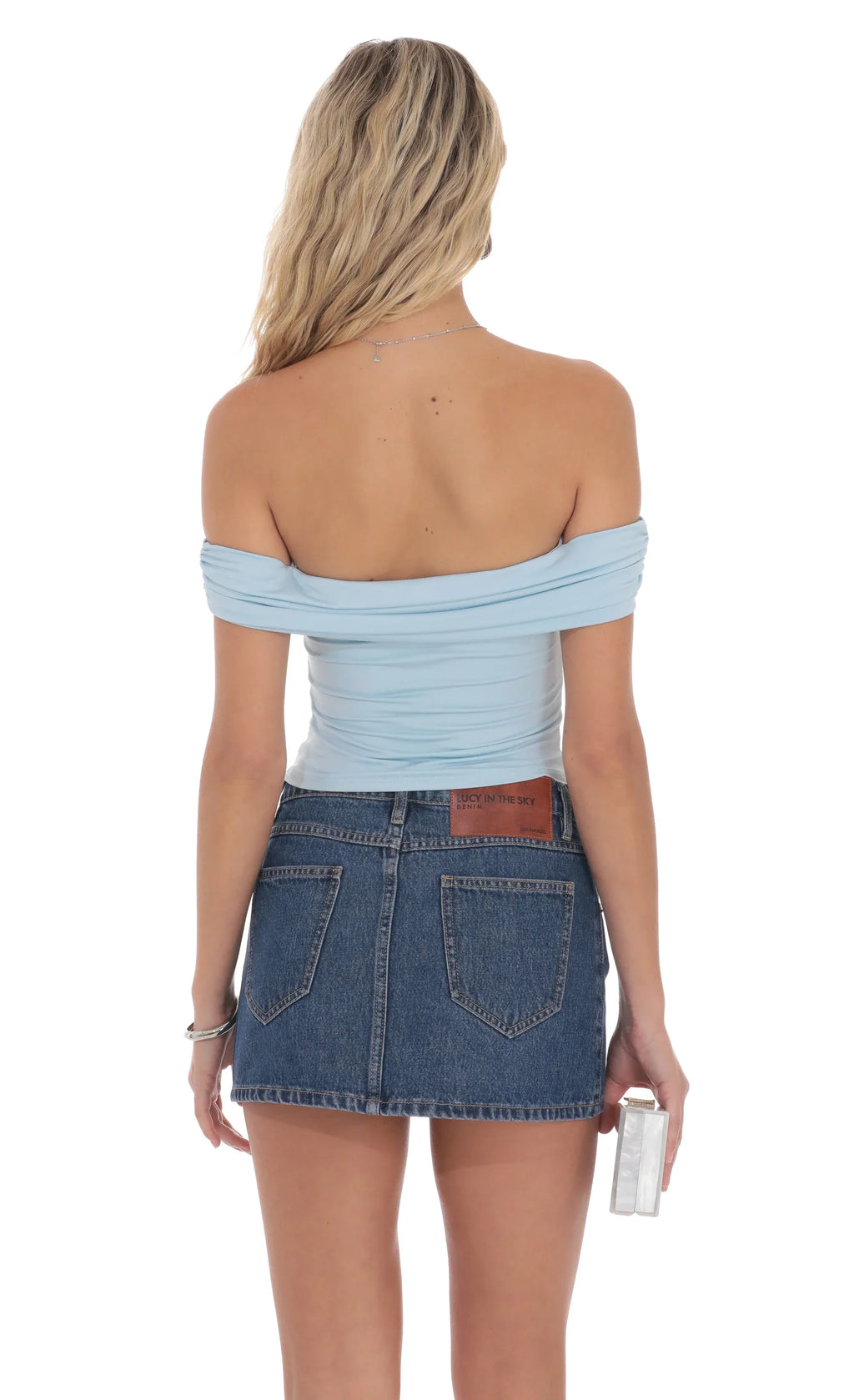 Haut bustier orné bleu clair
