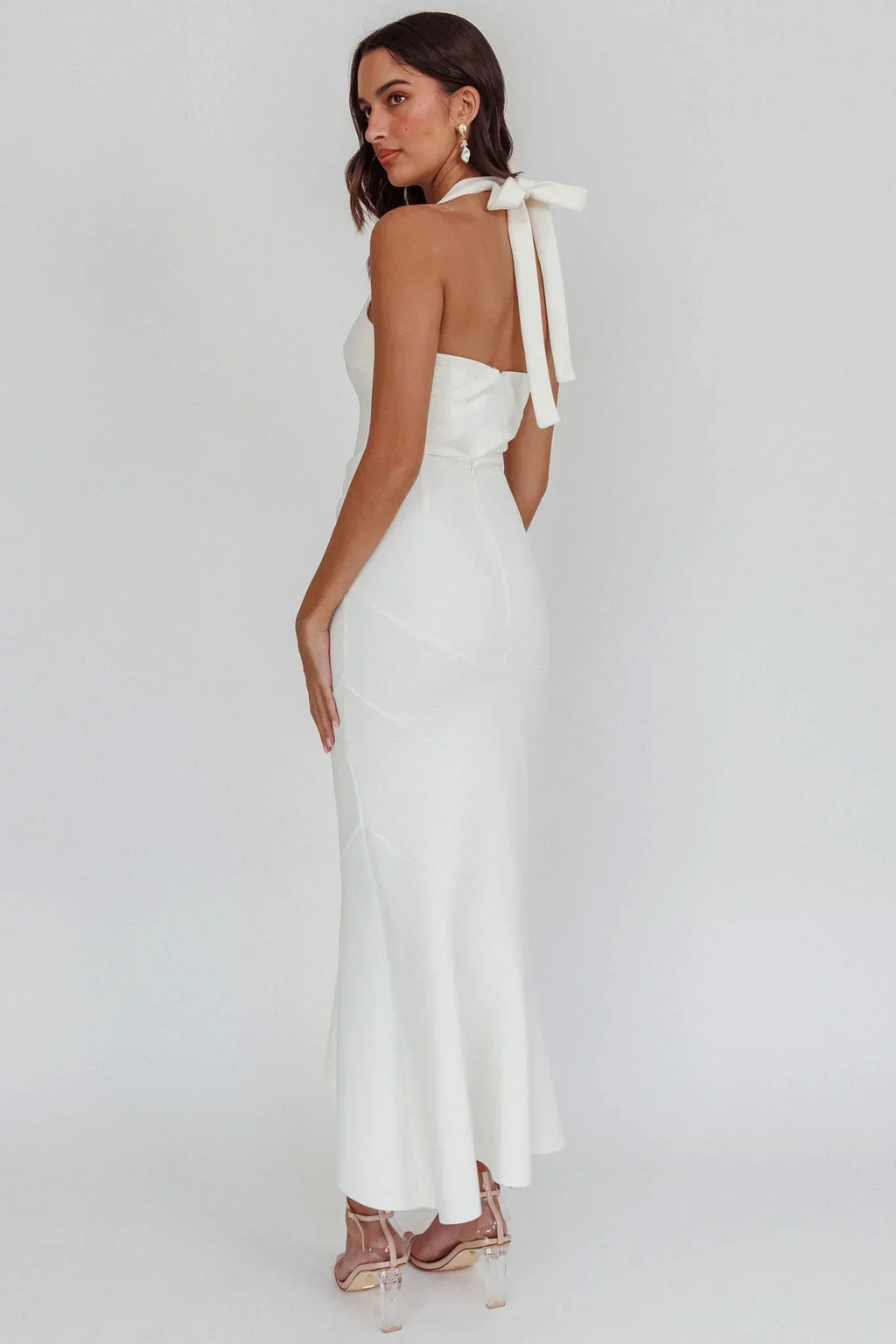 Robe midi dos nu "Fire Of Stars" blanche