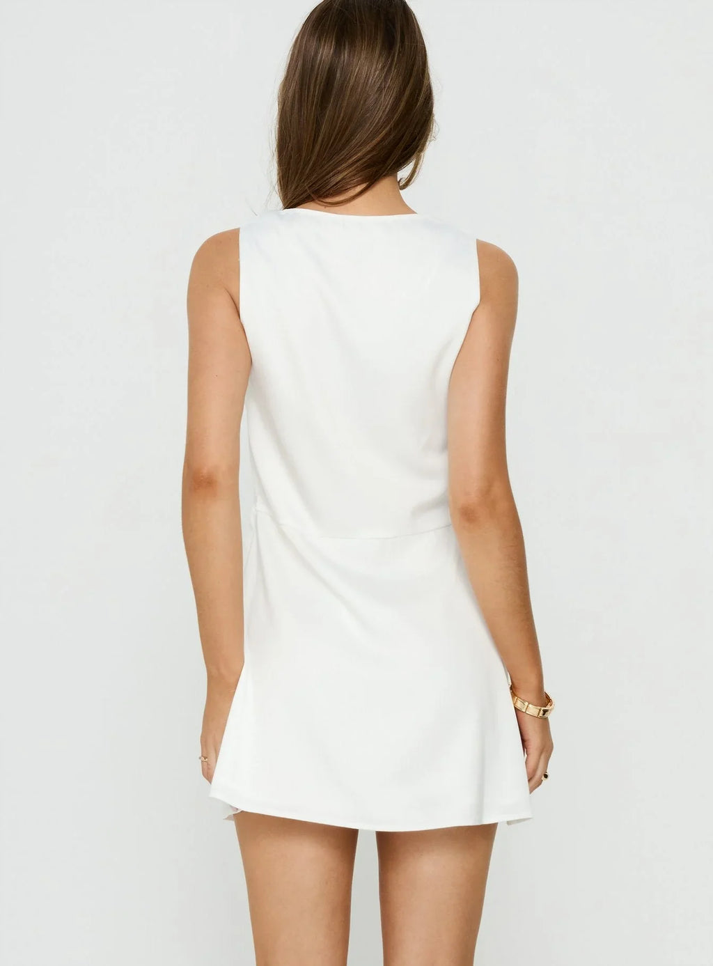 Robe mini ornée à encolure plongeante Holii blanche