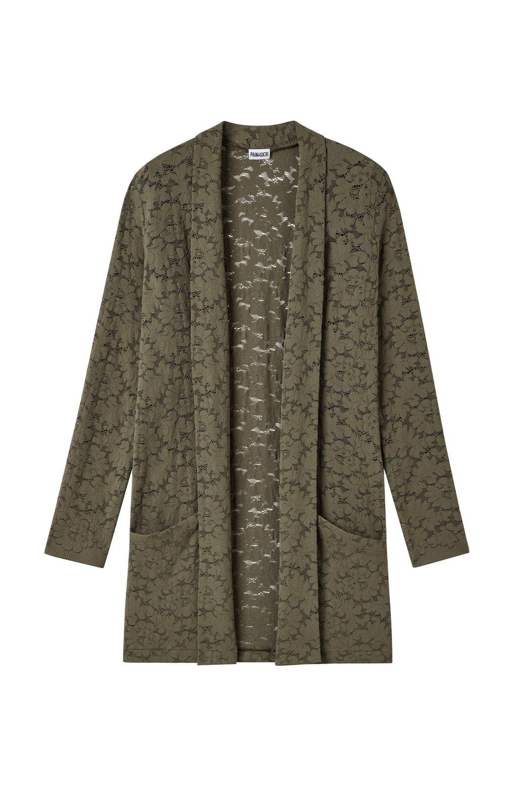vaea Lichen green lace long-sleeved cardigan