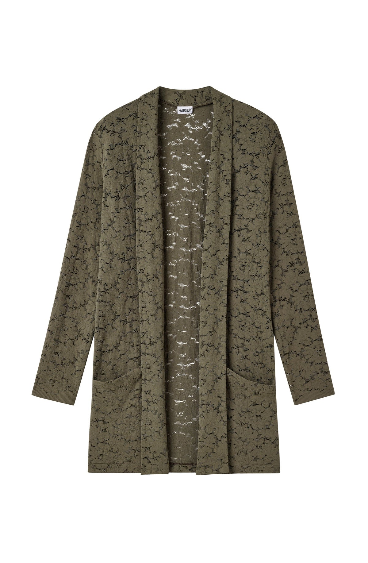 vaea Lichen green lace long-sleeved cardigan