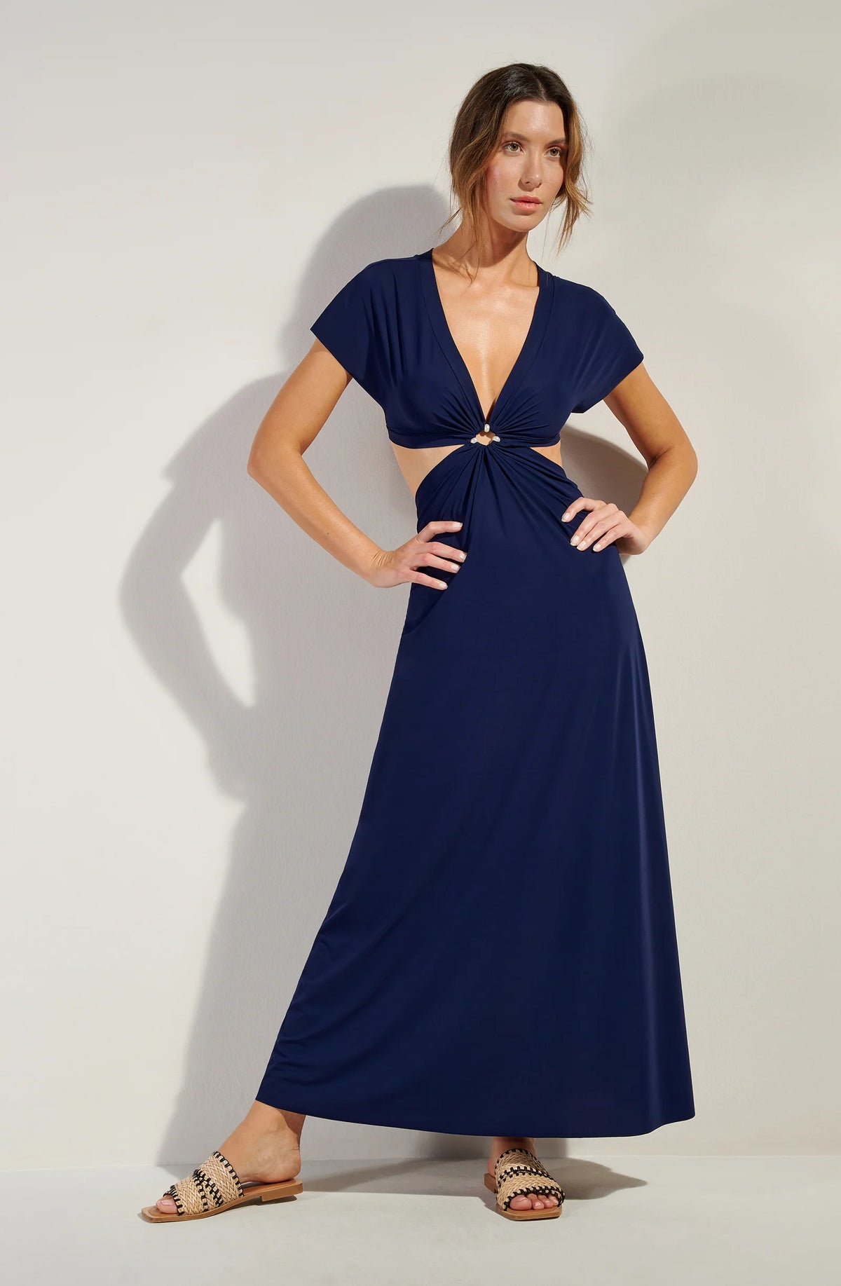 Robe longue dorée Rislene