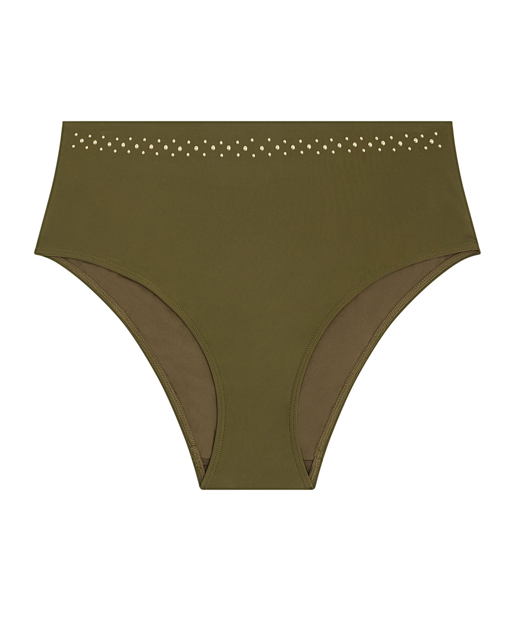Summer Stars Bas de maillot de bain taille haute Kaki