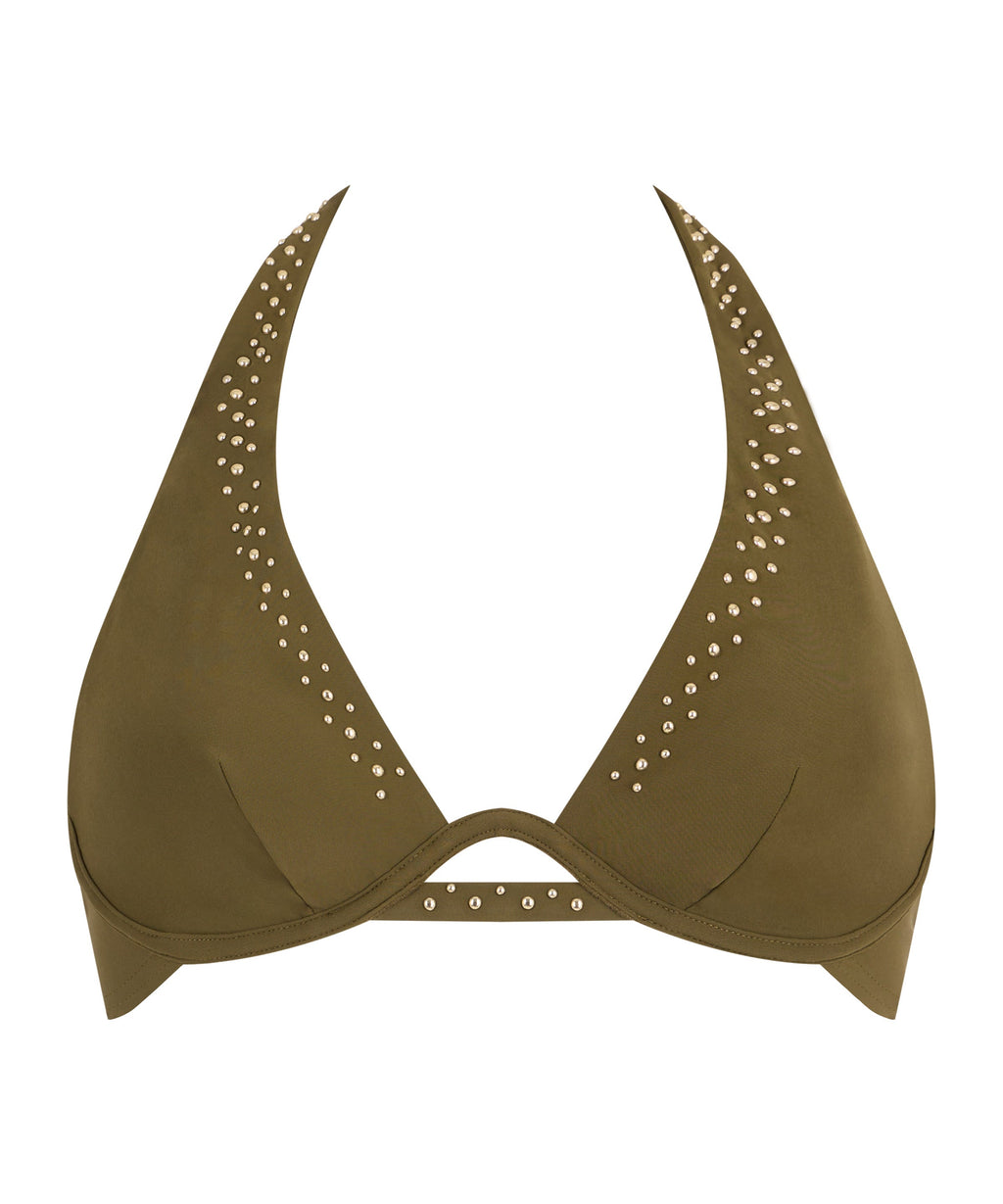 Summer Stars Maillot de bain - Haut de maillot de bain Triangle mono-armature Kaki