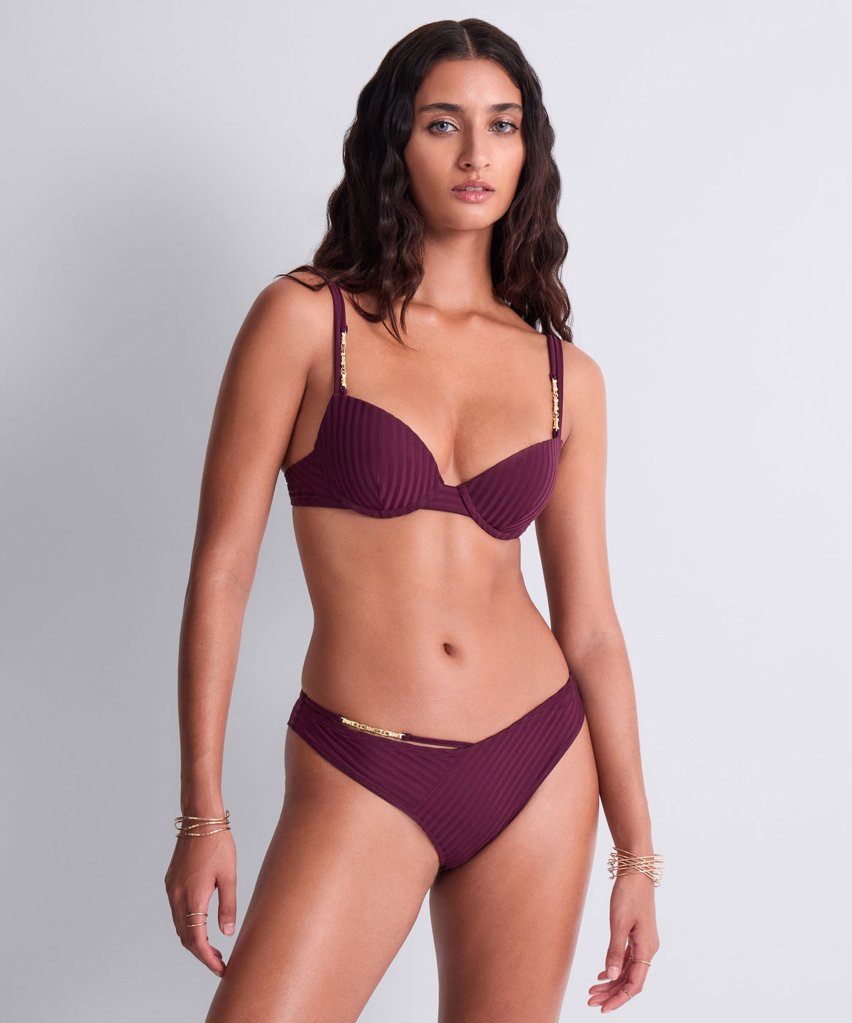Sun Pop Haut de maillot de bain push-up à coques Açaï