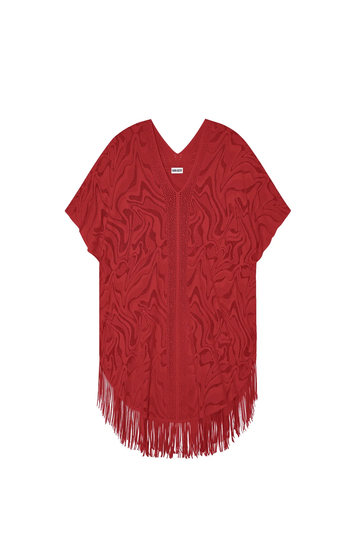 Tunique poncho à franges en dentelle bronze