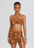 Enora Metallic Crochet Top