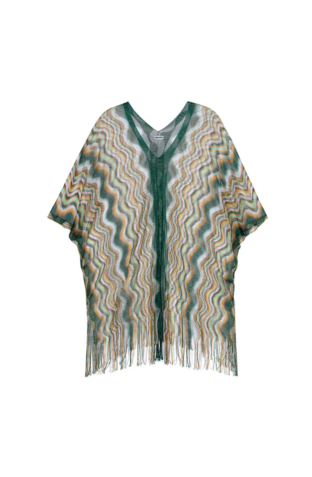 poncho semi-transparent à motif ZIG-ZAG baie