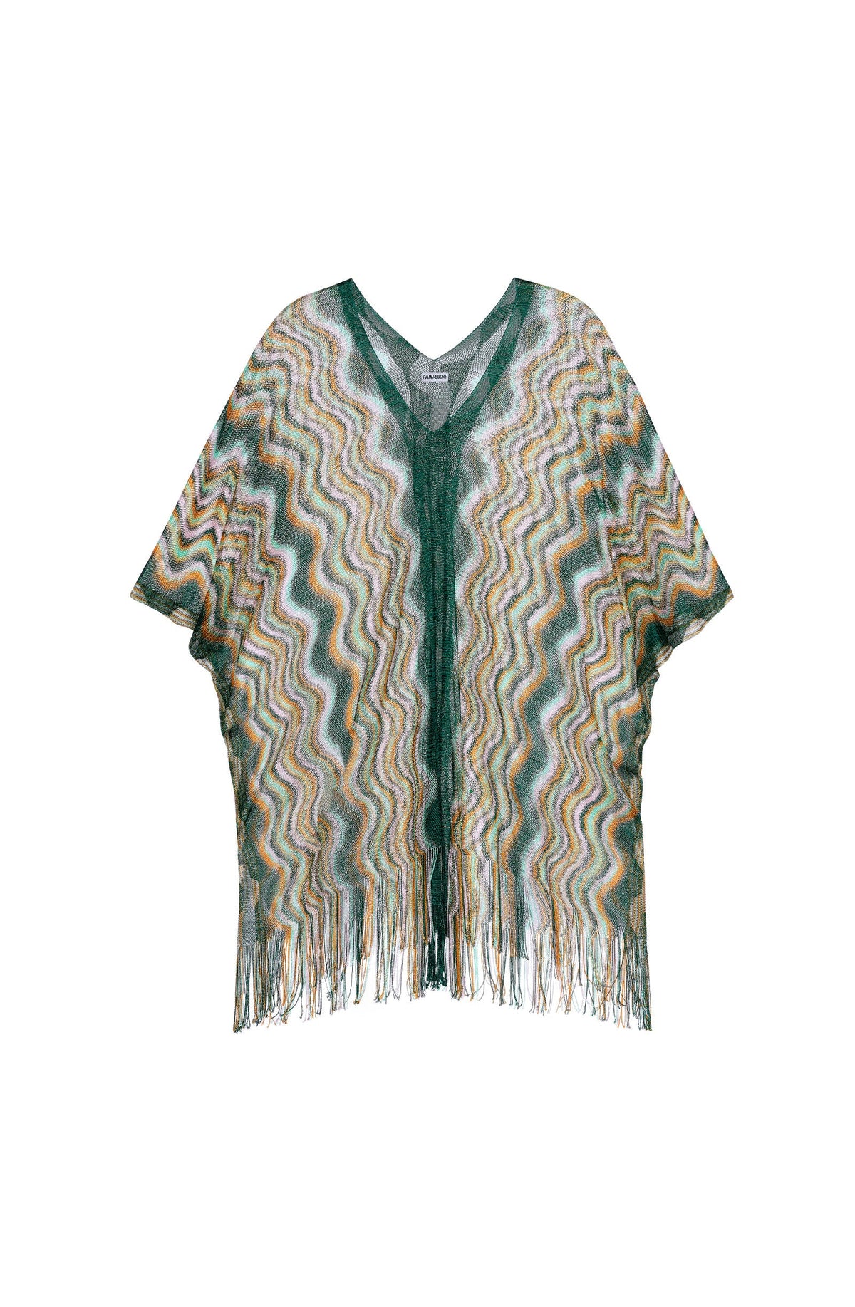poncho semi-transparent à motif ZIG-ZAG baie