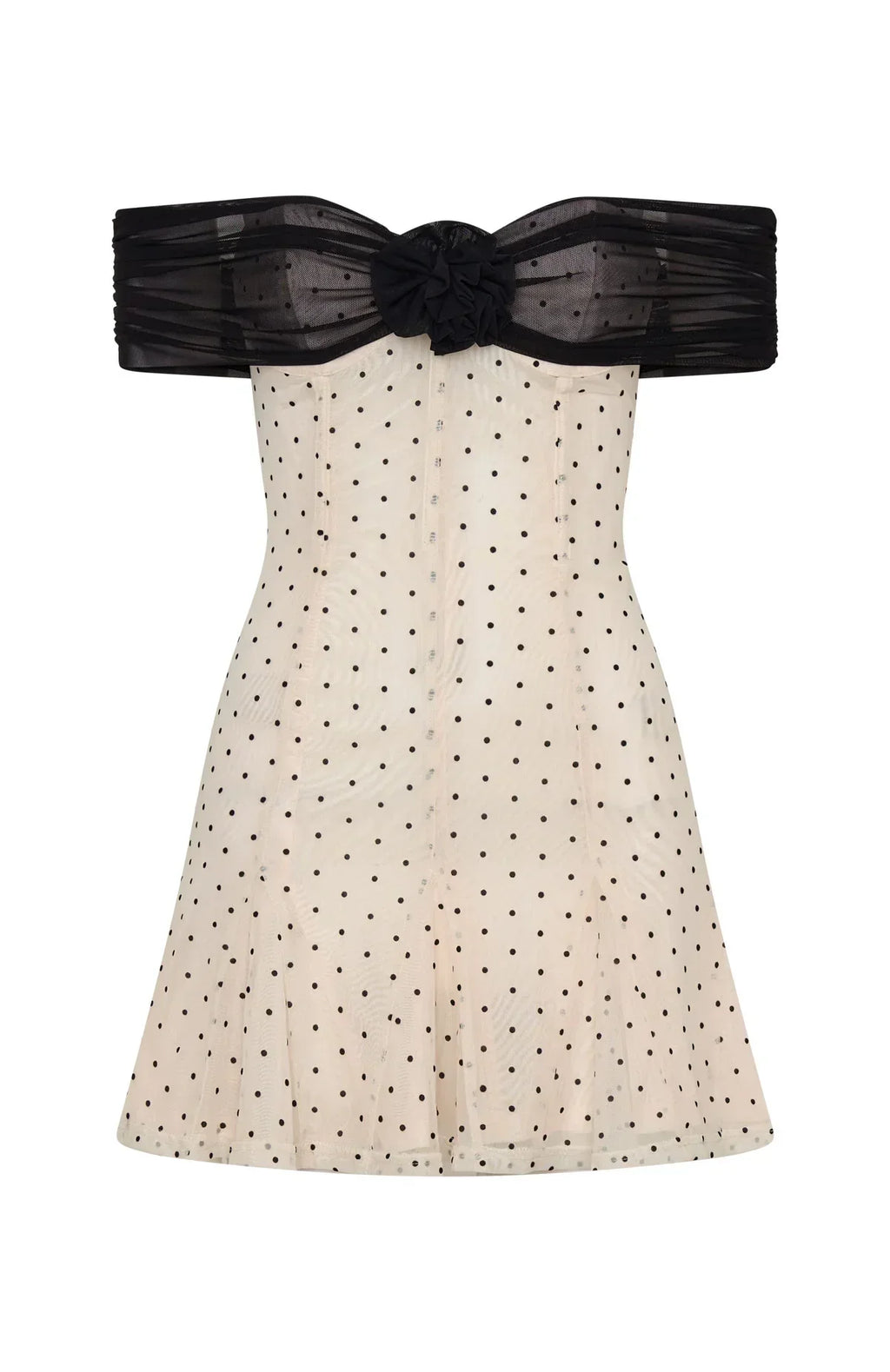 Mini-robe Bliss Mode à pois crème/noir