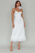 Robe mi-longue blanche Buona Sera Hem Decoration
