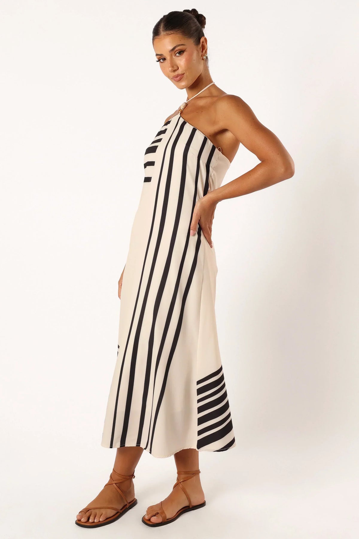 Robe midi dos nu Deana – Crème Noir