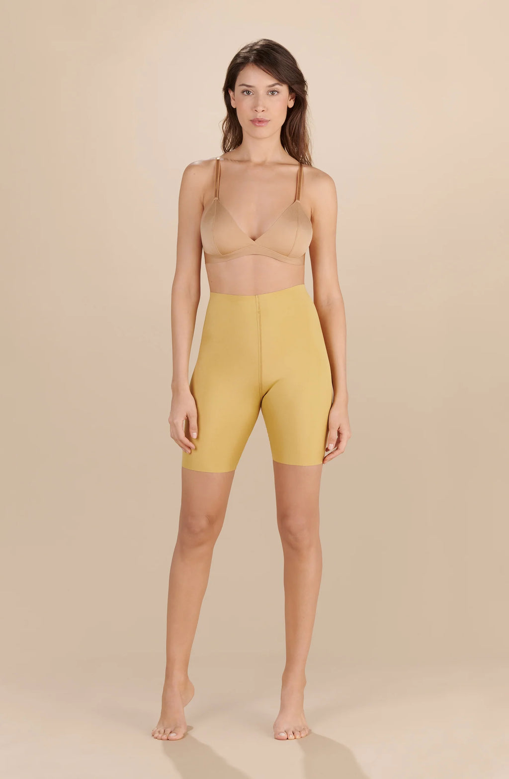 cyclade Beige / Golden reversible cycling shorts