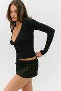 Chandail en maille crochet Arlo - Noir