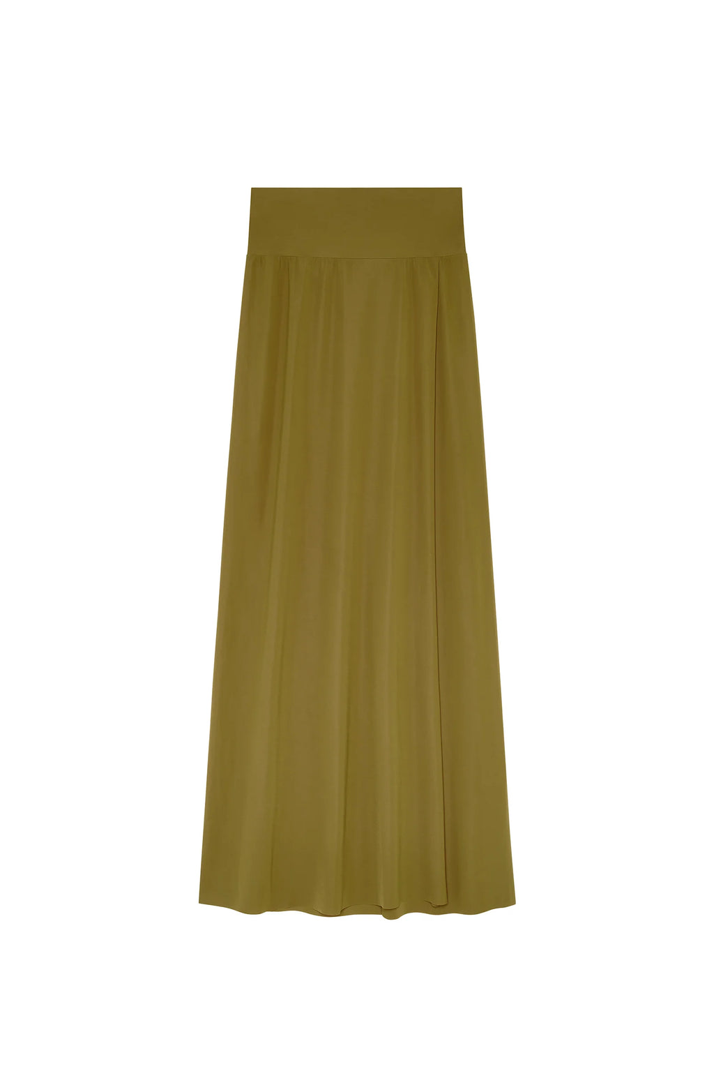 judie Long bronze wrap skirt in stretch voile