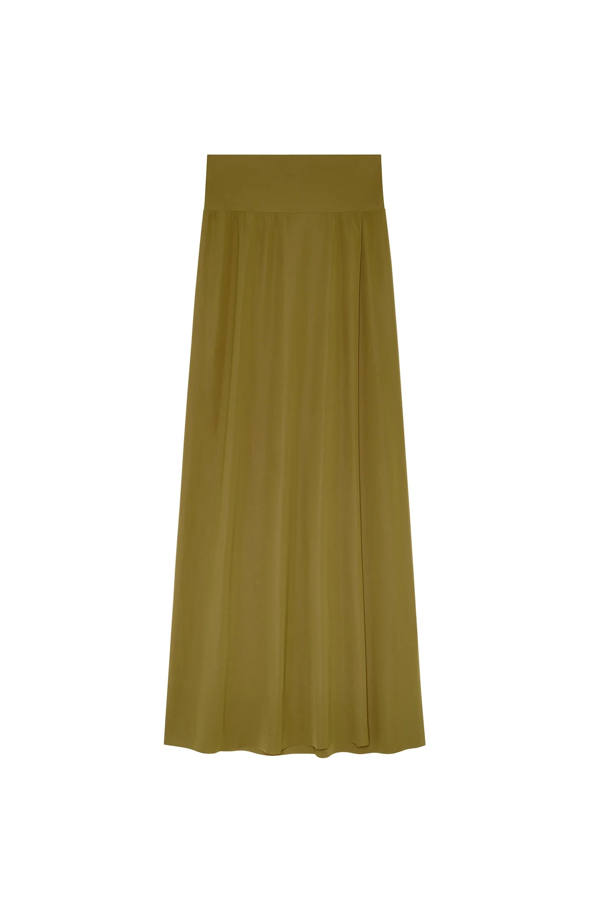 judie Long bronze wrap skirt in stretch voile