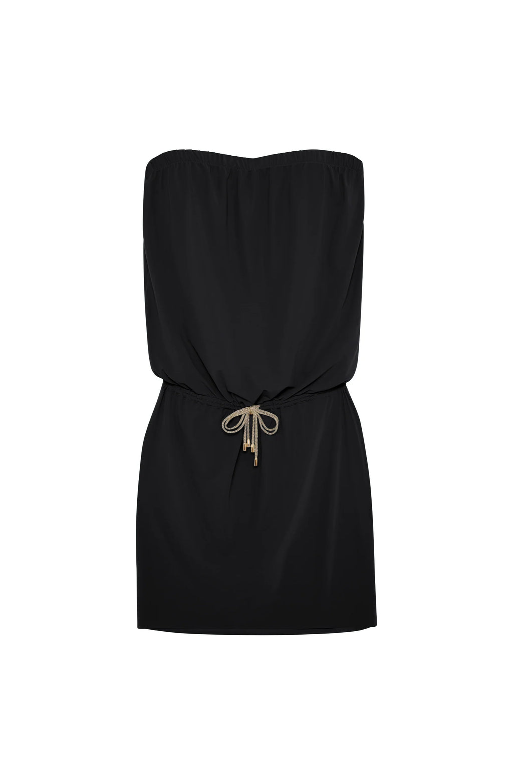 rojin Black short bandeau dress in stretch voile