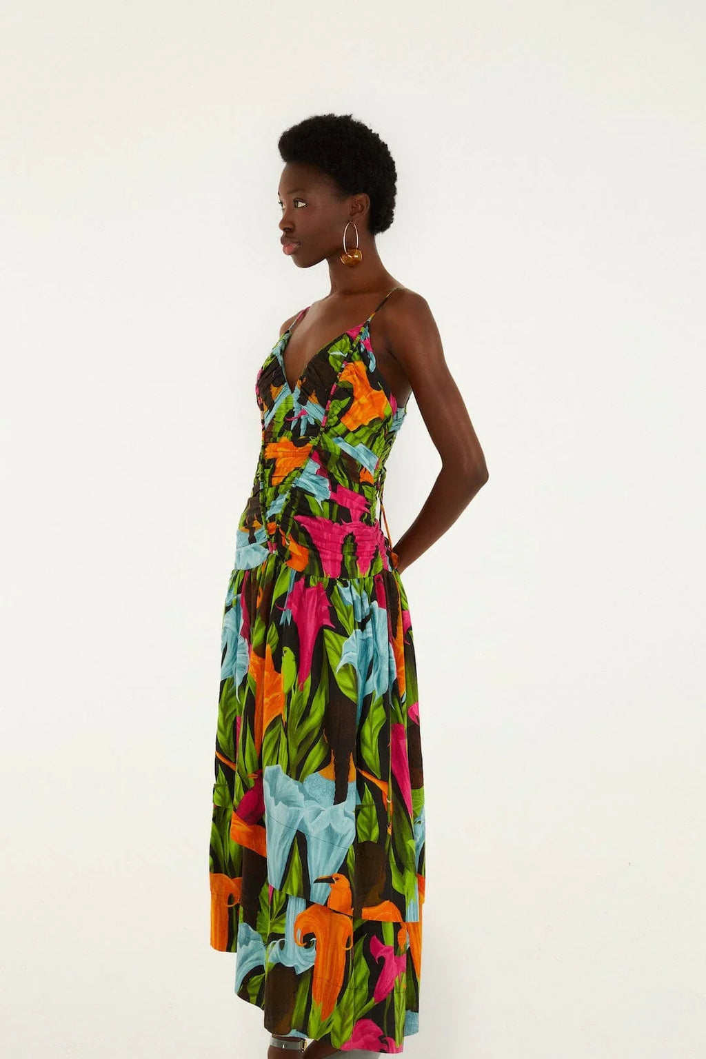 Black Mujeres Y Flores Midi Dress