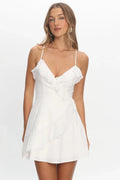 Mini-robe blanche à volants Clyde Wrap