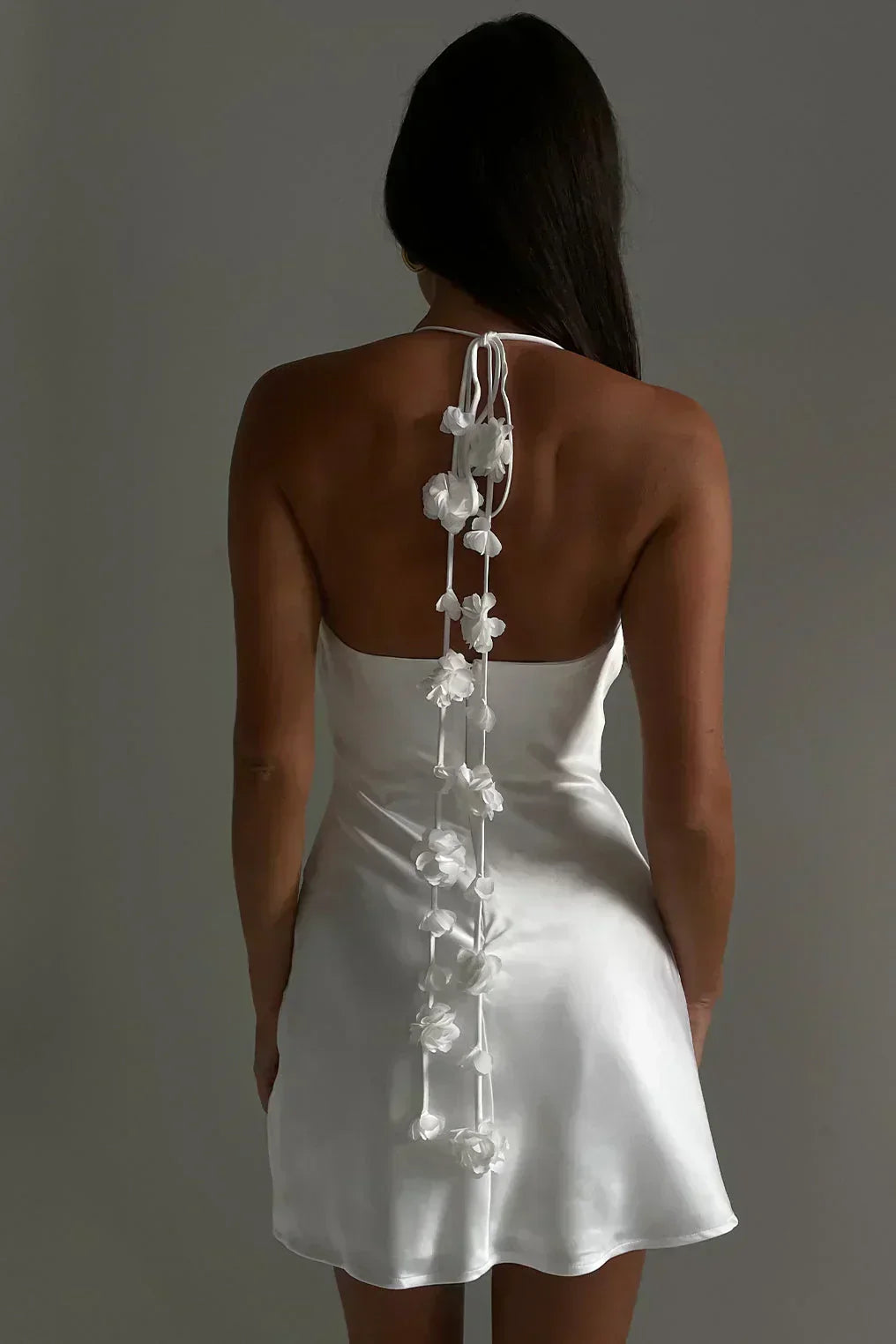 Mini-robe Halter Otillie Rose - Blanc