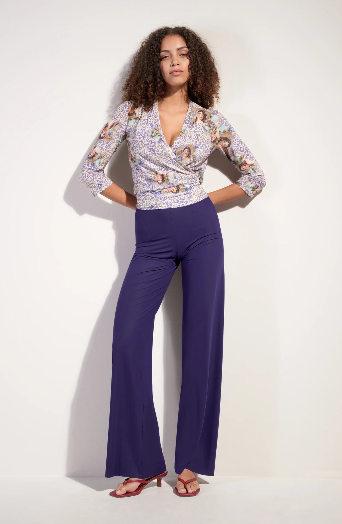 Pantalon ample Myla en voile léger amande
