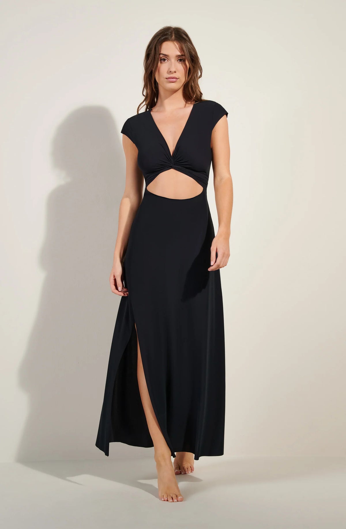 Robe longue Jade à découpe courte