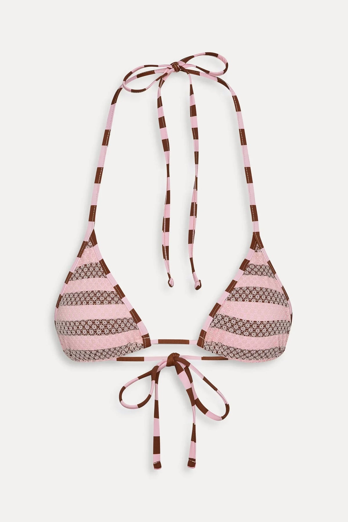 Haut de bikini rayé en maille Nick - Fraise Chocolat